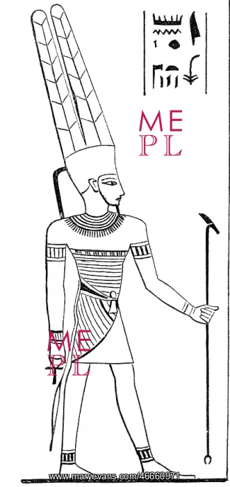  : Amun, Egyptian god of wind, full length, drawing