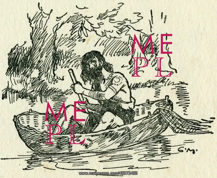 : An ancient Briton in a fishing boat : An ancient Briton in a fishing boat