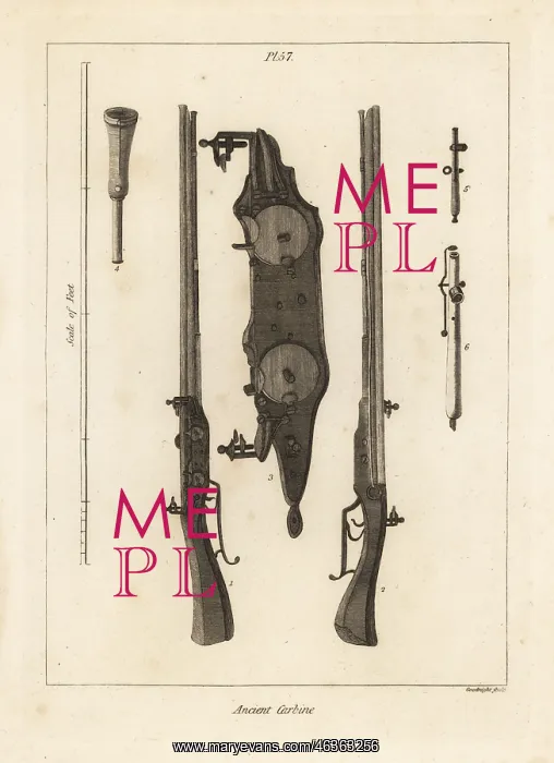 : Ancient double-charge carbine with two flintlocks : Ancient double-charge carbine with two flintlocks