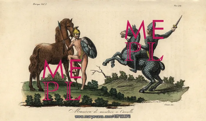 : Ancient Greek method of mounting and riding a horse : Ancient Greek method of mounting and riding a horse