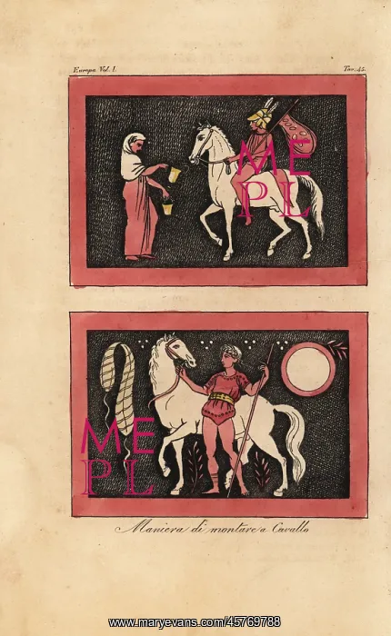 : Ancient Greek method of riding a horse bareback : Ancient Greek method of riding a horse bareback
