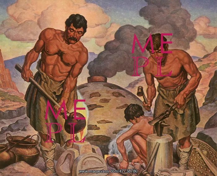  : Ancient Man working with Copper