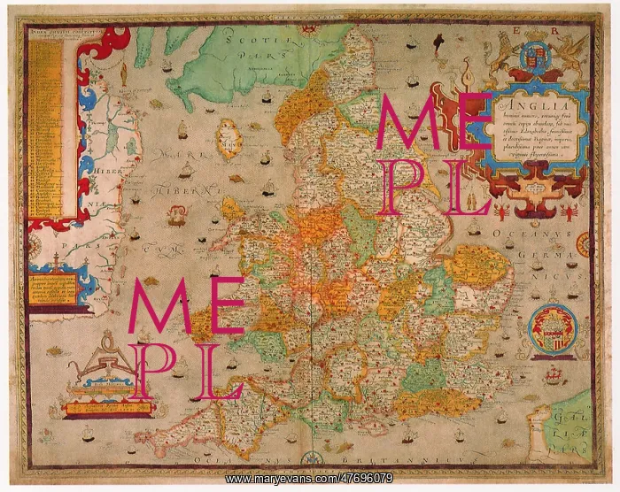 : Ancient Map of England 1579 : Ancient Map of England 1579