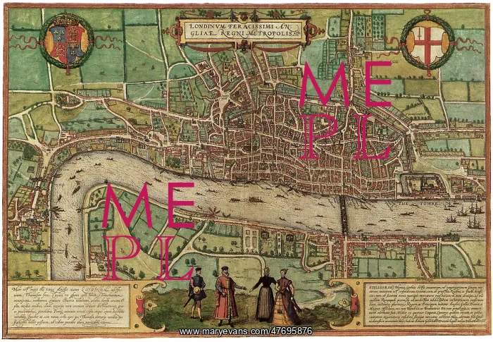  : Ancient Map of London 1572