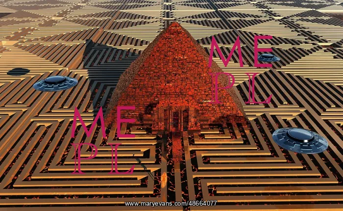 : An ancient maze with an Egyptian pyramid at its center : An ancient maze with an Egyptian pyramid at its center