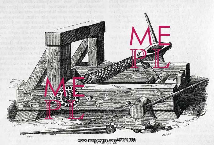 : Ancient times. The catapult. Siege machine. Engraving : Ancient times. The catapult. Siege machine. Engraving