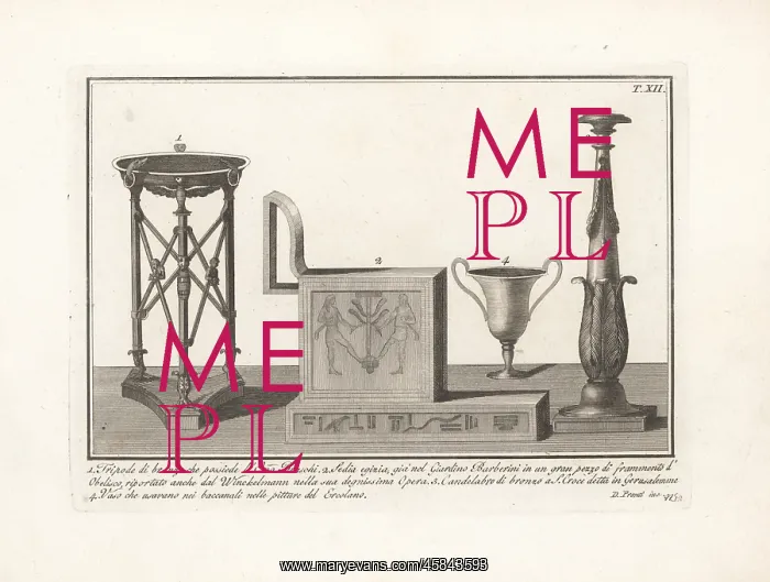 : Ancient tripod, chair, candelabra and vase : Ancient tripod, chair, candelabra and vase