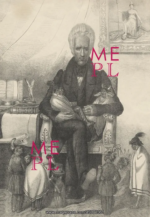 : Andrew Jackson as the Great Father, sits in : Andrew Jackson as the Great Father, sits in