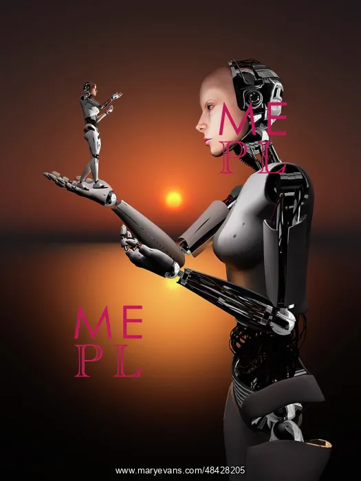 : An android takes a closer look at a representation of ? : An android takes a closer look at a representation of ?