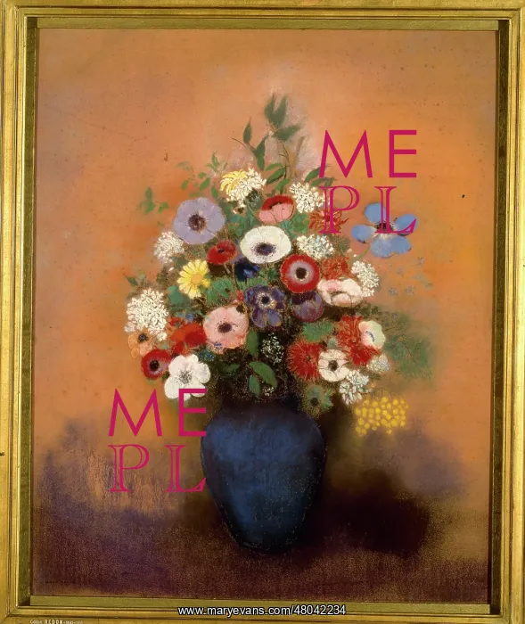 : Anemones and Lilacs in a Blue Vase : Anemones and Lilacs in a Blue Vase