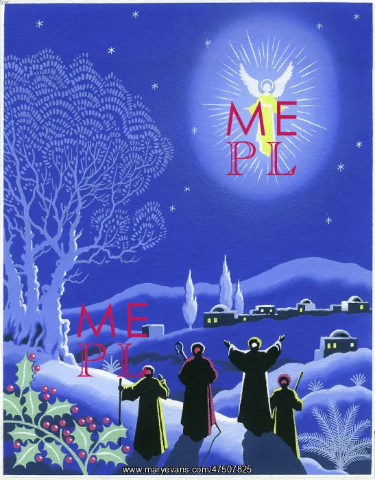 : Angel over Bethlehem with shepherds : Angel over Bethlehem with shepherds