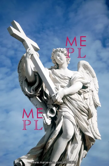 : Angel carrying cross. From bridge opposite Castel : Angel carrying cross. From bridge opposite Castel
