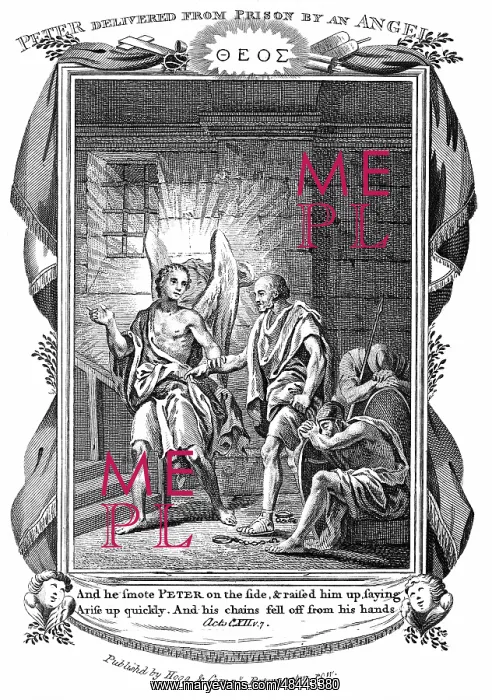 : Angel delivering St Peter from prison while the : Angel delivering St Peter from prison while the