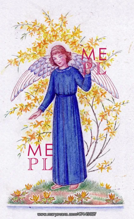  : Angel with floral background