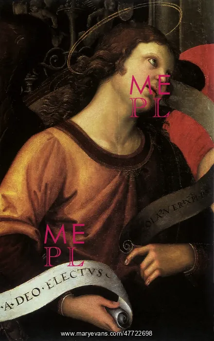 : Angel Holding an Inscription, by Raphael : Angel Holding an Inscription, by Raphael