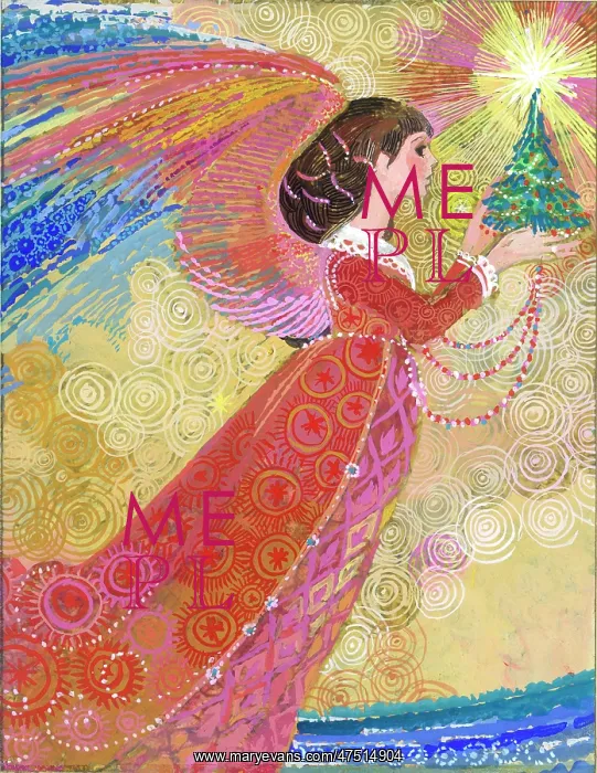  : Angel holding a little Christmas tree