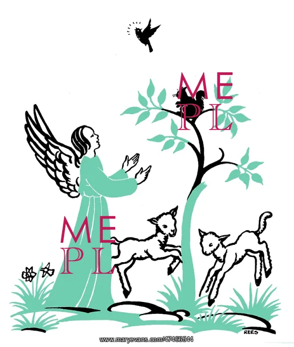 : Angel with Lambs, squirrel and lark : Angel with Lambs, squirrel and lark