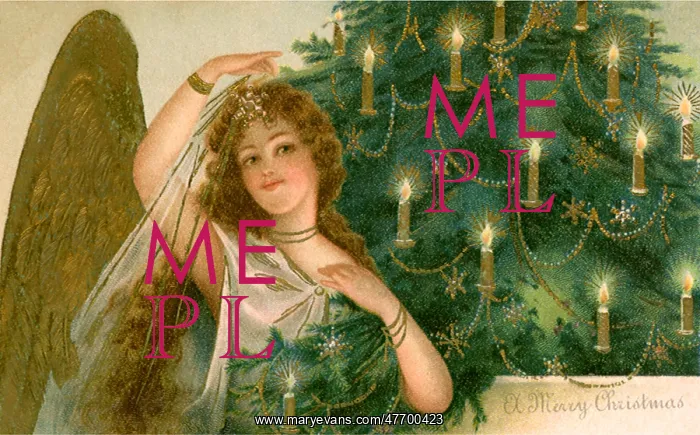  : Angel and Lit Christmas Tree