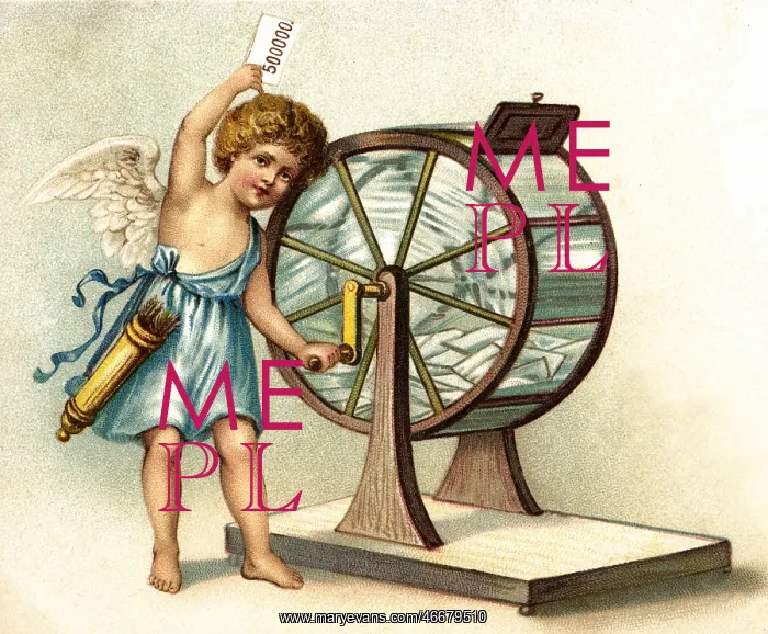 : Angel with lottery wheel : Angel with lottery wheel