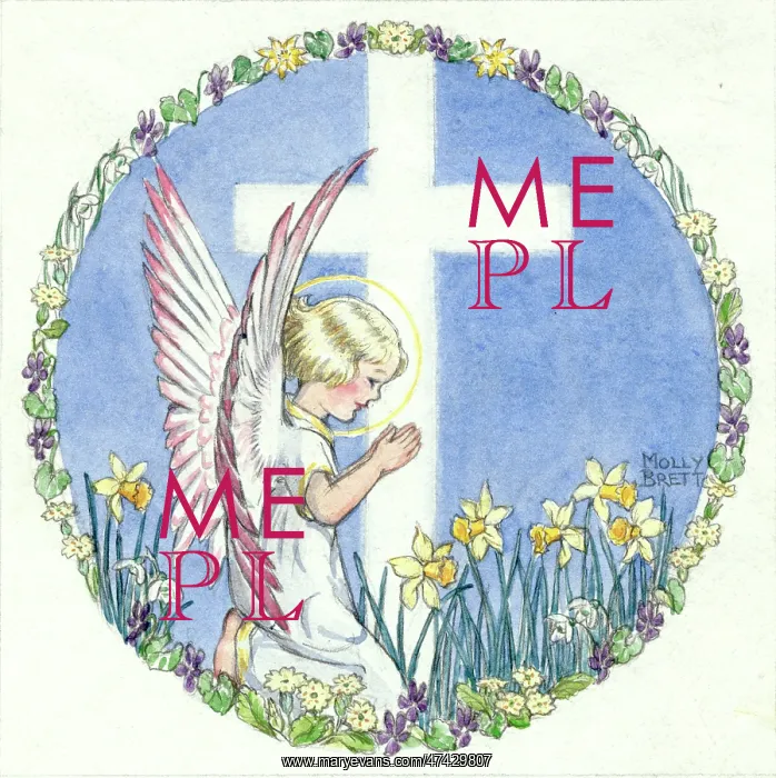 : An angel praying by a cross : An angel praying by a cross