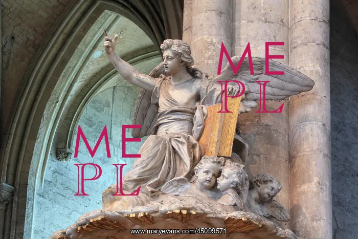 : Angel sculpture, pulpit, Amiens Cathedral, Picardy, France : Angel sculpture, pulpit, Amiens Cathedral, Picardy, France