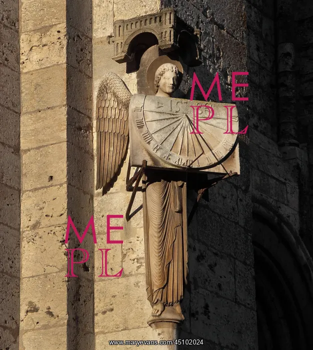 : Angel with sundial, Chartres Cathedral, Chartres, France : Angel with sundial, Chartres Cathedral, Chartres, France
