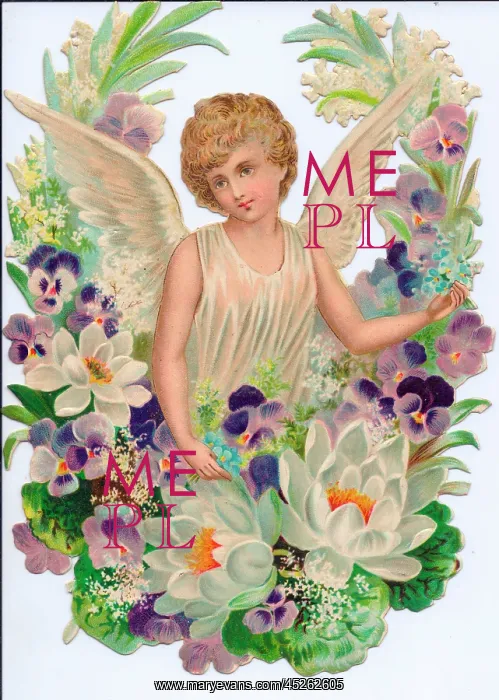  : Angel surrounded by flowers on a Victorian scrap