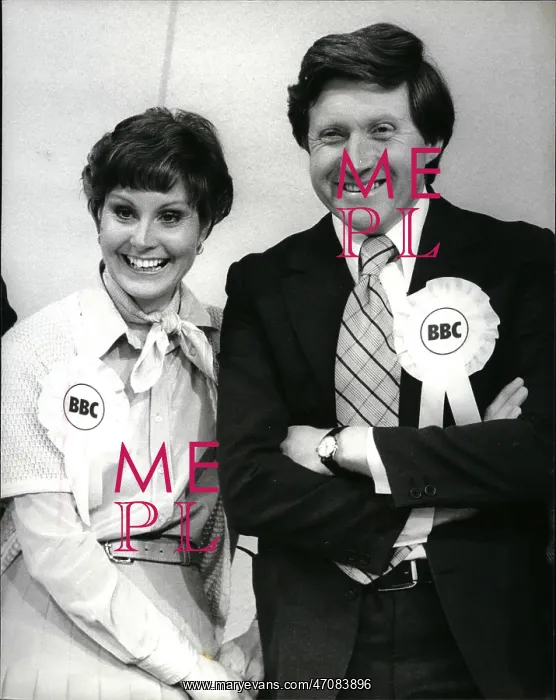 : Angela Rippon and David Dimbleby, election night team : Angela Rippon and David Dimbleby, election night team