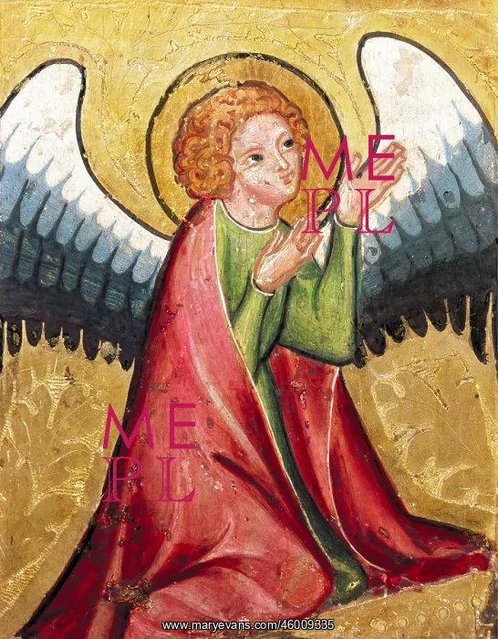 : Angels. religious art, angels, praying angel, painting, German, circa 1330, oil on panel : Angels. religious art, angels, praying angel, painting, German, circa 1330, oil on panel