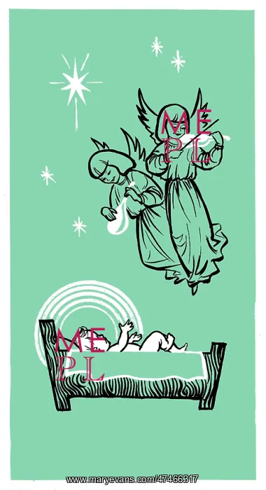: Angels over the Crib playing lute and violin : Angels over the Crib playing lute and violin