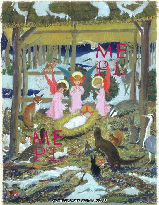 : Angels with Holy Baby and animals : Angels with Holy Baby and animals