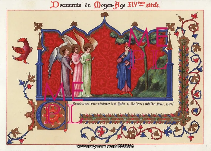 : Angels from a miniature in the King John bible : Angels from a miniature in the King John bible