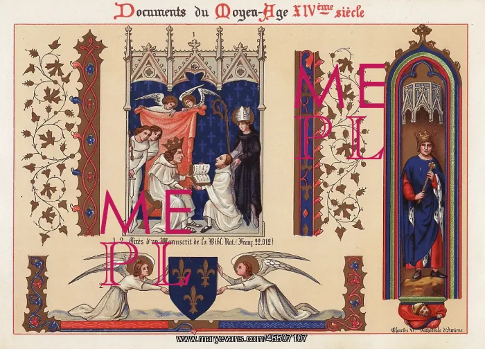 : Angels with shield, priest presenting an illuminated : Angels with shield, priest presenting an illuminated