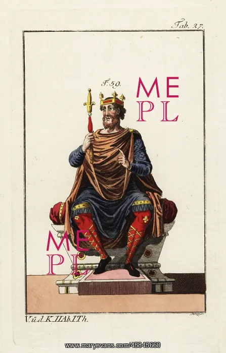 : Anglo Saxon king on his throne, 9th century : Anglo Saxon king on his throne, 9th century