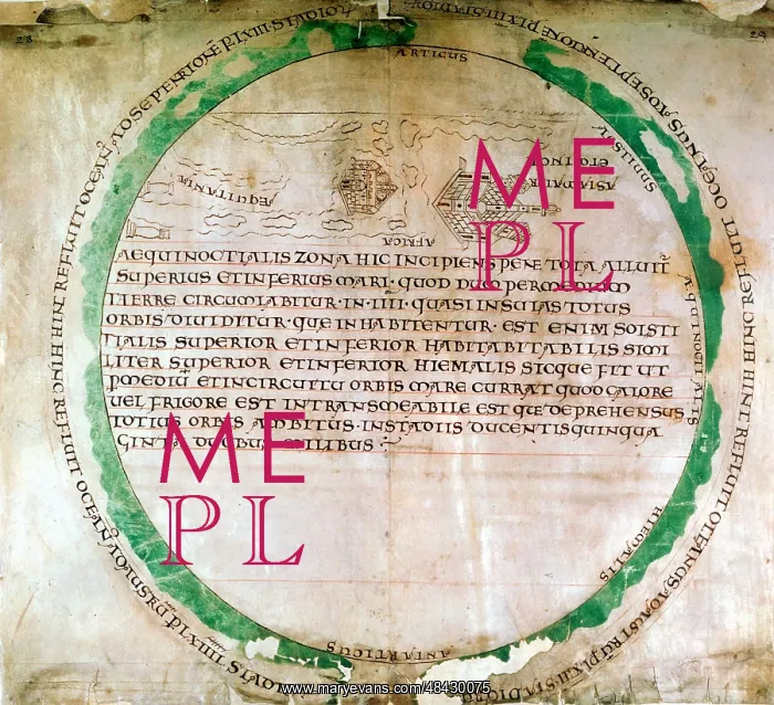 : Anglo-Saxon map of 900s showing a flat earth and : Anglo-Saxon map of 900s showing a flat earth and