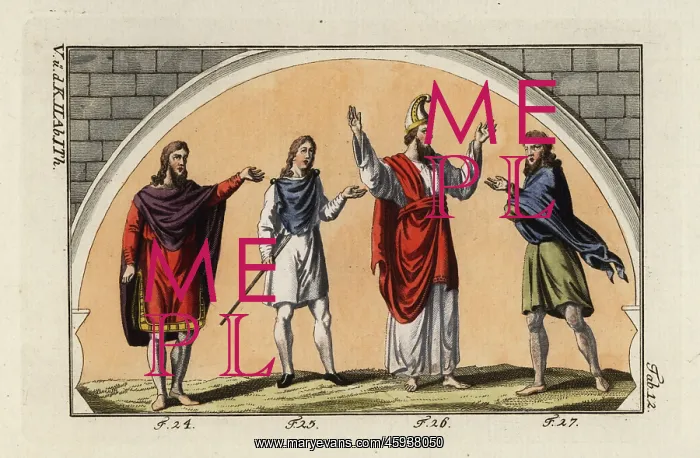 : Anglo Saxon men wearing mantles : Anglo Saxon men wearing mantles