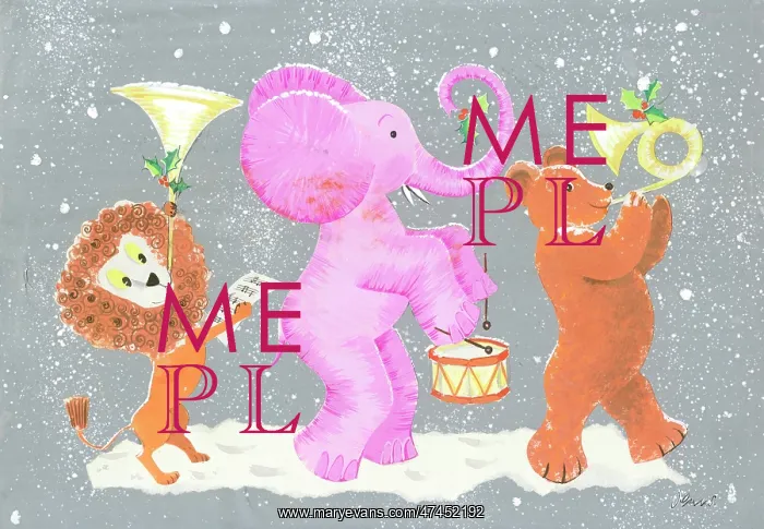 : Animal band with lion, elephant and bear playing instruments : Animal band with lion, elephant and bear playing instruments