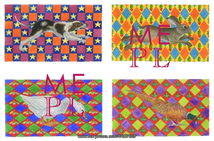  : Animal Gift Tags: Hound, Hare, Goose, Pheasant