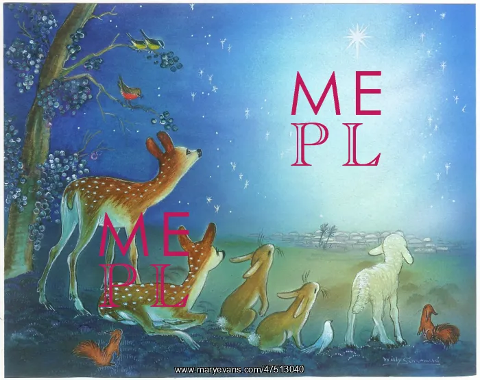 : Animals looking at the star over Bethlehem : Animals looking at the star over Bethlehem