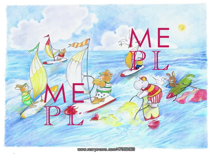 : Animals windsurfing on the sea : Animals windsurfing on the sea