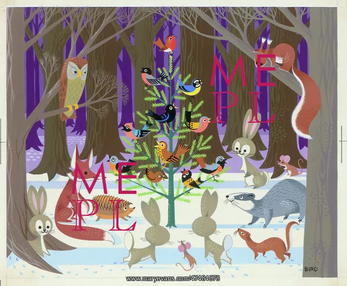  : Animals in wood with Christmas Tree