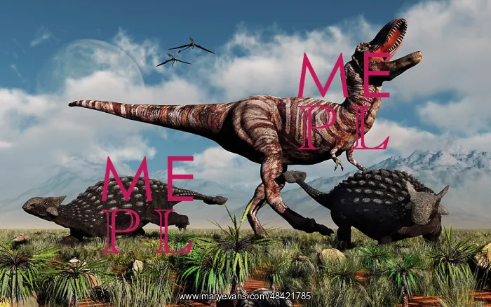 : Ankylosaurus dinosaurs defend themselves against a T-Rex : Ankylosaurus dinosaurs defend themselves against a T-Rex