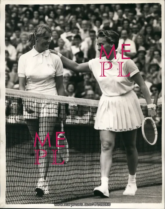 : Ann Haydon and Darlene Hard after match, Wimbledon : Ann Haydon and Darlene Hard after match, Wimbledon