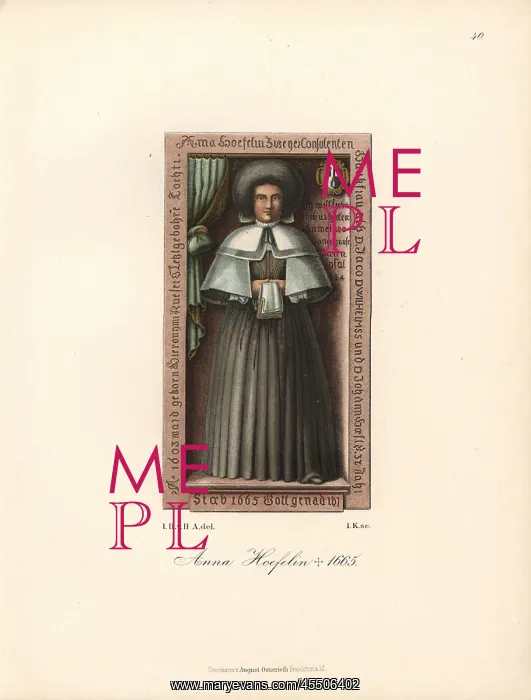 : Anna Hoefelin, 1603-1665, from her gravestone : Anna Hoefelin, 1603-1665, from her gravestone