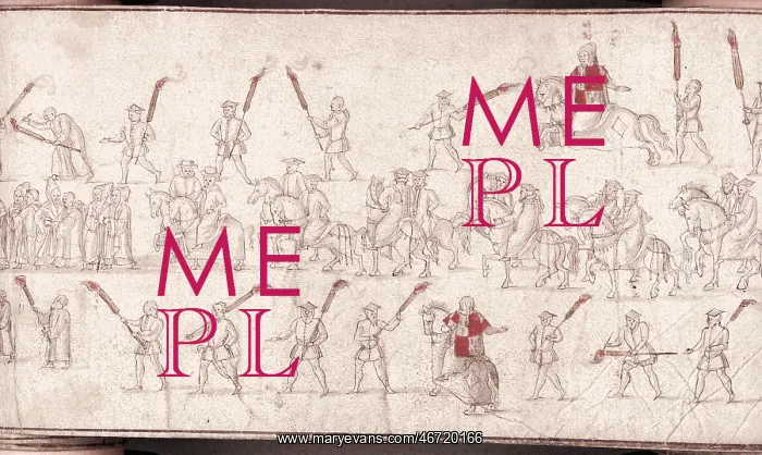 : Anne of Cleves funeral panorama: rear of procession : Anne of Cleves funeral panorama: rear of procession