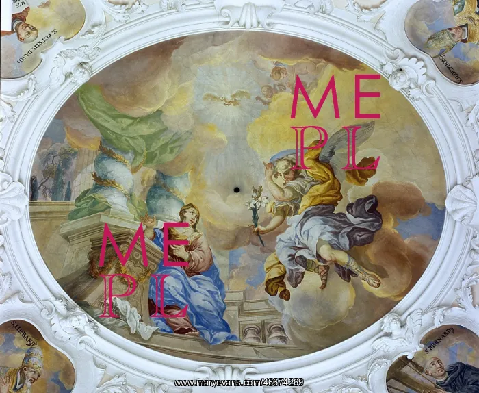 : Annunciation, fresco by A. Heindl : Annunciation, fresco by A. Heindl