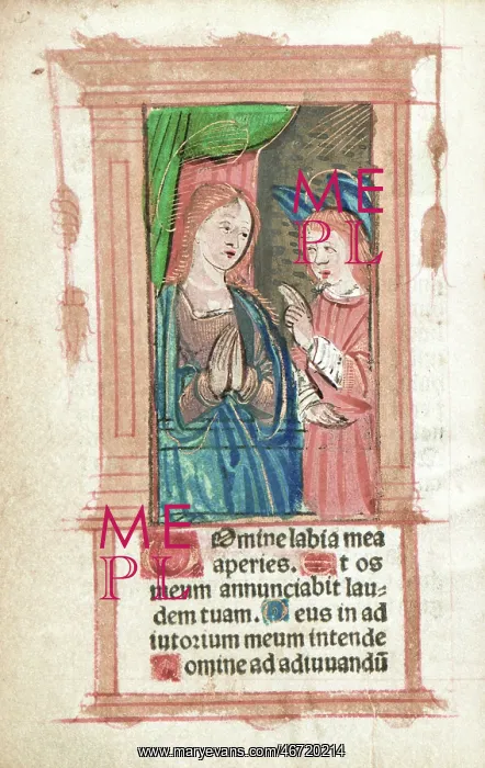 : The Annunciation illustration: Parisian Book of Hours : The Annunciation illustration: Parisian Book of Hours