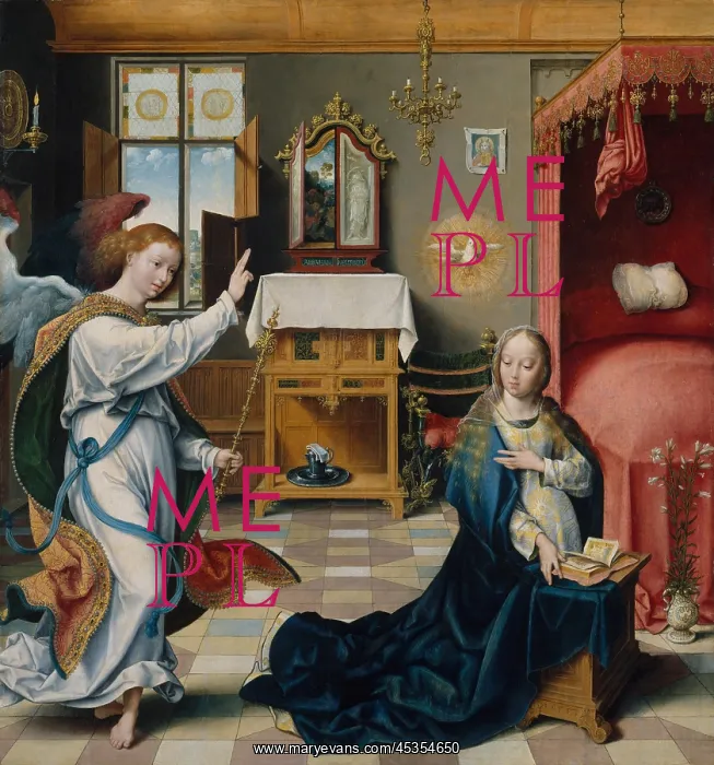 : THE ANNUNCIATION, by Joos van Cleve, 1525, Netherlandish : THE ANNUNCIATION, by Joos van Cleve, 1525, Netherlandish