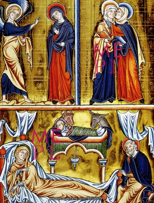 : The Annunciation and the Visitation. At the bottom, the Birt : The Annunciation and the Visitation. At the bottom, the Birt