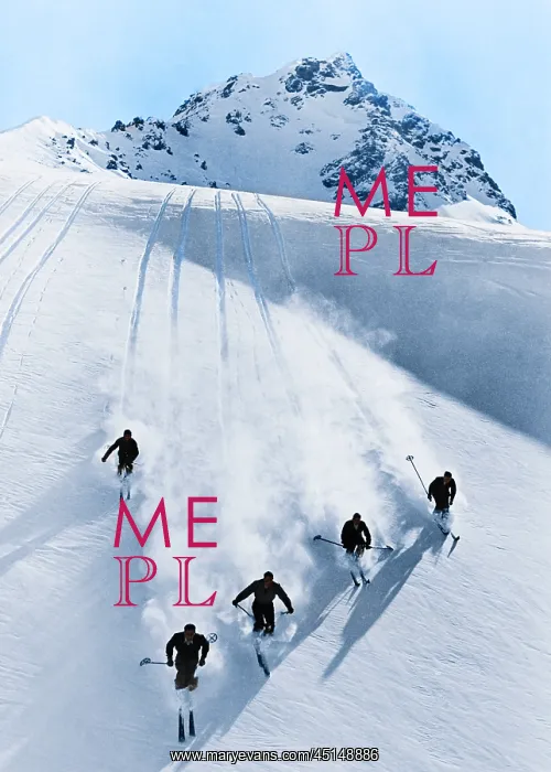 : Five Anonymous Men Skiing Down Snow Covered Alps : Five Anonymous Men Skiing Down Snow Covered Alps